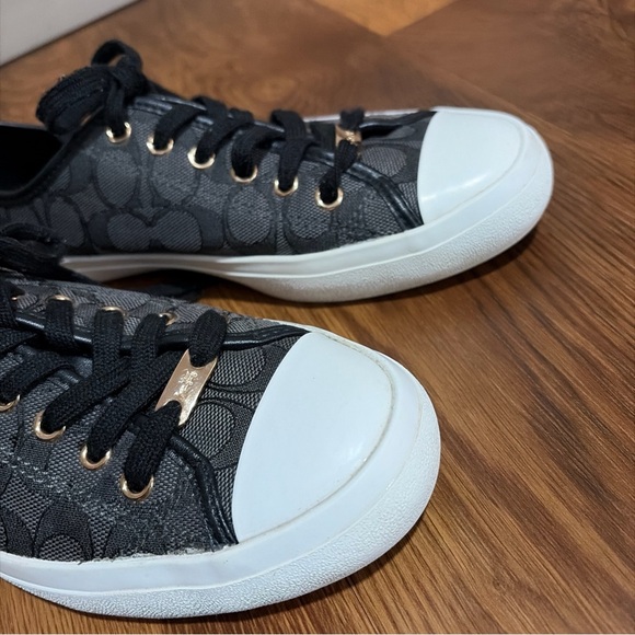 Coach Women's Empire Sneaker Shoe Size 8.5 Black Signature Print Casual Low Top - Picture 2 of 7